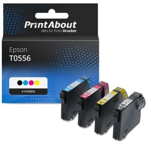 PrintAbout huismerk Inktcartridge T0556 4-kleuren Multipack Geschikt voor Epson