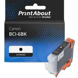 PrintAbout huismerk Inktcartridge BCI-6BK Zwart Geschikt voor Canon