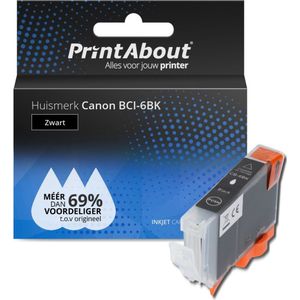 PrintAbout  Inktcartridge BCI-6BK Zwart geschikt voor Canon