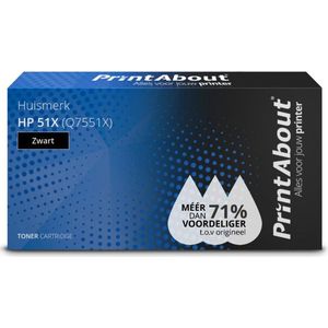 PrintAbout  Toner 51X (Q7551X) Zwart Hoge capaciteit geschikt voor HP
