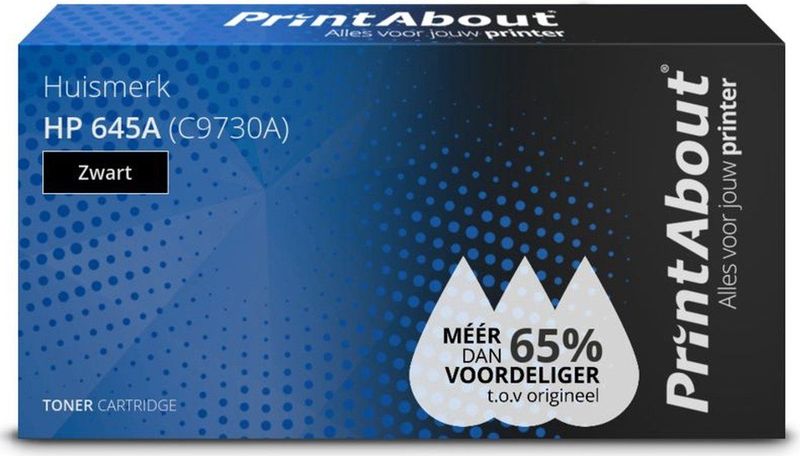 PrintAbout huismerk Toner 645A (C9730A) Zwart Geschikt voor HP