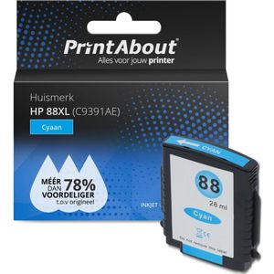 PrintAbout huismerk Inktcartridge 88XL (C9391AE) Cyaan Hoge capaciteit Geschikt voor HP