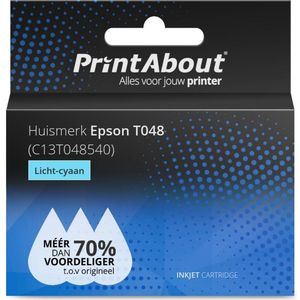 PrintAbout  Inktcartridge T048 (C13T048540) Licht-cyaan geschikt voor Epson