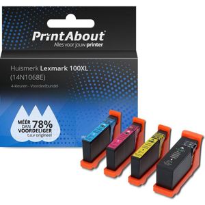PrintAbout - Inktcartridge - Alternatief voor Lexmark 14N1068E - 4 Kleuren
