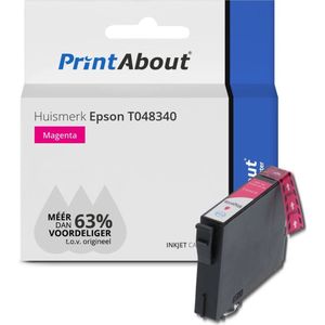 PrintAbout huismerk Inktcartridge T048 (C13T048340) Magenta Geschikt voor Epson