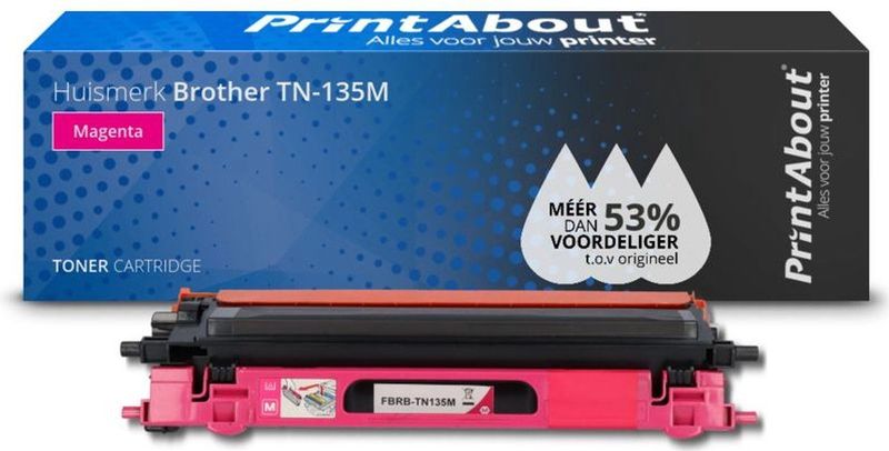 PrintAbout huismerk Toner TN-135M Magenta Hoge capaciteit Geschikt voor Brother