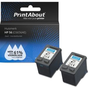 PrintAbout - Inktcartridge / Alternatief voor de HP C6656AE (nr 56) / Zwart 2-pack