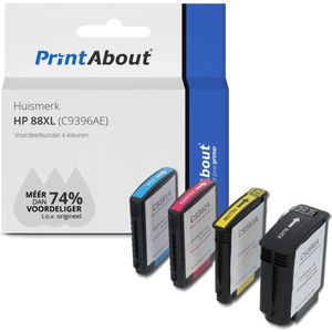 PrintAbout huismerk Inktcartridge 88XL (C9396AE) 4-kleuren Multipack Hoge capaciteit Geschikt voor HP