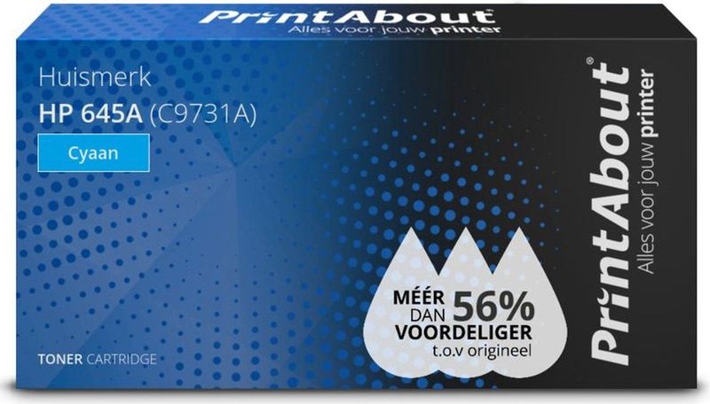 PrintAbout huismerk Toner 645A (C9731A) Cyaan Geschikt voor HP