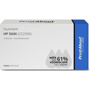 PrintAbout - Alternatief voor HP CE250X - Tonercartridge - 4 Kleuren
