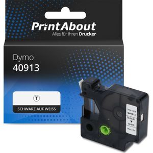 PrintAbout huismerk Tape 40913 (S0720680) Zwart op wit (9 mm) geschikt voor Dymo