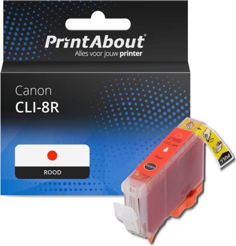 PrintAbout - Inktcartridge CLI-8R - Rood - Geschikt voor Canon