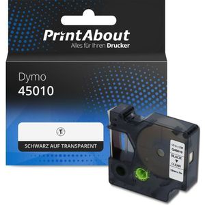 PrintAbout - Tape 45010 - Zwart op Transparant - 12 mm