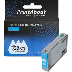 PrintAbout huismerk Inktcartridge T70224010 Cyaan Geschikt voor Epson