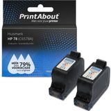 PrintAbout huismerk Inktcartridge 78 (C6578A) 3-kleuren Multipack Geschikt voor HP