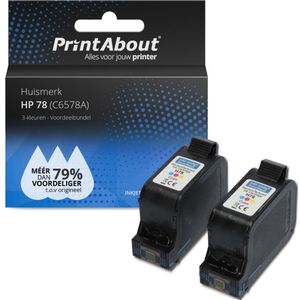 PrintAbout huismerk Inktcartridge 78 (C6578A) 3-kleuren Multipack Geschikt voor HP