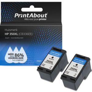 PrintAbout - Inktcartridge - Alternatief voor HP CB336EE - Zwart - 2-pack