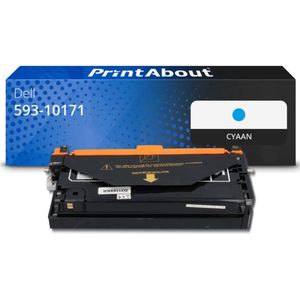 PrintAbout huismerk Toner 593-10171 (PF029) Cyaan Geschikt voor Dell