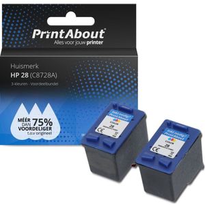 PrintAbout huismerk Inktcartridge 28 (C8728A) 3-kleuren Multipack Geschikt voor HP