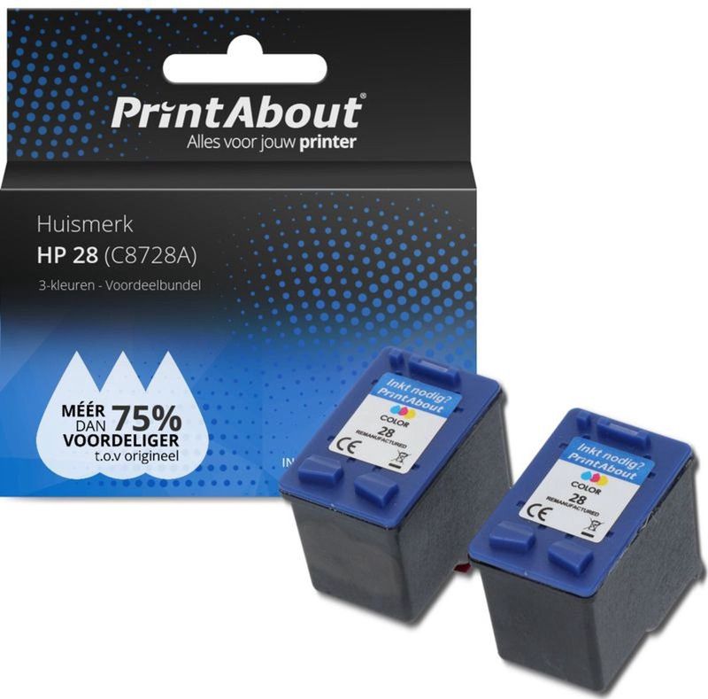 PrintAbout huismerk Inktcartridge 28 (C8728A) 3-kleuren Multipack Geschikt voor HP