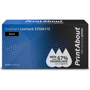 PrintAbout - Toner E250A11E - Zwart - Geschikt voor Lexmark