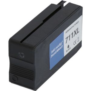 PrintAbout huismerk Inktcartridge 711 (CZ133A) Zwart Geschikt voor HP