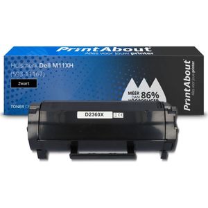 PrintAbout huismerk Toner M11XH (593-11167) Zwart Geschikt voor Dell