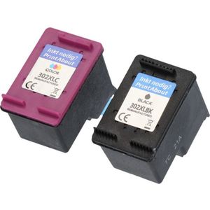 PrintAbout huismerk Inktcartridge 302XL (F6U67AE) Zwart + 3 kleuren Multipack Hoge capaciteit Geschikt voor HP