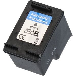 PrintAbout huismerk Inktcartridge 302XL (F6U68AE) Zwart Hoge capaciteit Geschikt voor HP