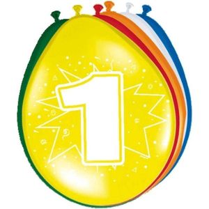Folat Verjaardag leeftijd ballonnen 1 jaar - 8x - multi - versiering