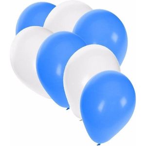 30x Ballonnen blauw en wit - 27 cm - witte / blauwe versiering