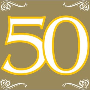 Wegwerp Servetten 50  jaar - 33x33 cm - Goud 20 stuks