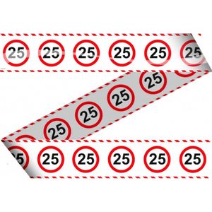 Markeerlint/afzetlint 25 jaar versiering met stop borden 15 meter - Feestartikelen