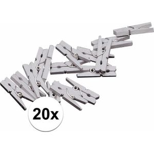 20x mini knijpertjes zilver - 2 cm - kleine/ mini knijpers