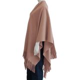 Luxe omslagdoek/poncho - roze - 180 x 140 cm - fleece - Dameskleding accessoires