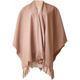 Luxe omslagdoek/poncho - roze - 180 x 140 cm - fleece - Dameskleding accessoires