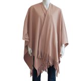 Luxe omslagdoek/poncho - roze - 180 x 140 cm - fleece - Dameskleding accessoires