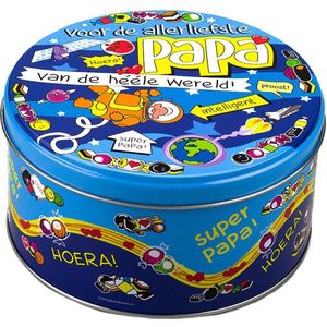 Papa snoeptrommel/bewaarblik - D14 x H7,5 cm - cadeau - Vaderdag/verjaardag