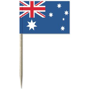 Cocktailprikkers vlag Australie - 50x stuks - 8 cm mini deco vlaggetjes - landen decoratie - Prikkertjes - Versiering