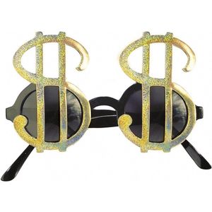 Dollar bril - goud - pimp/gangster dollarbrillen - dollars/geld - feestbril