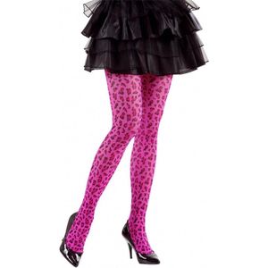 Neon roze panty met luipaard print