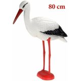 Decoratie beeld ooievaar - kunststof - 66 x 25 x 78 cm - tuin/buiten - Baby geboorte versiering - Dieren/vogel beeld