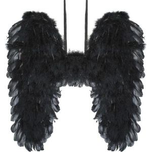 Halloween Zwarte engelen vleugels 39 cm