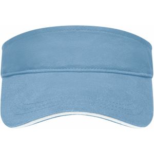 Zonneklep uni kleuren 47 cm - zonnehoedjes voor volwassenen licht blauw/wit