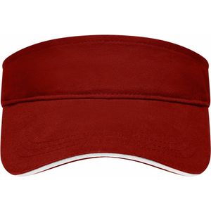 Zonneklep uni kleuren 47 cm - zonnehoedjes voor volwassenen bordeaux/wit