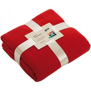Fleece bankdeken/plaid - rood - 130 x 170 cm - 240 grams - pluisvrij - wasbaar - Plaids