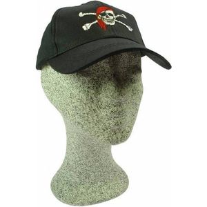 Zwarte baseballcap piraten verkleed print - voor volwassenen