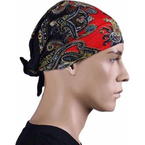 Fostex Bandana - zwart/rood/goud - katoen - 55x55 cm - piraten zakdoek