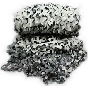 Camouflagenetten grijs/zwart/wit van 3 x 2,4 meter 100% waterafstotend en brandvertragend