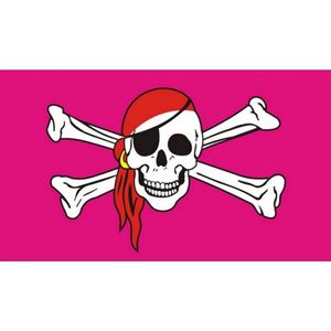 Roze piratenvlag 150 x 90 cm